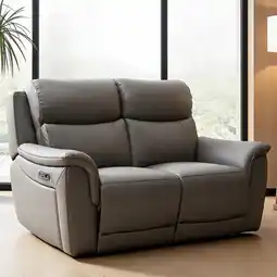 Costco Oscar Grey Leather Power Reclining 2 Seater Sofa with Power Headrest offer