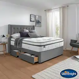 Costco Silentnight Velvet Continental Divan Base with Bloomsbury Headboard in 2 Colours & 3 Sizes offer