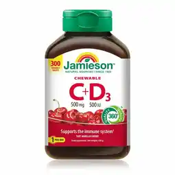 Costco Jamieson Vitamin C+D3 Chewable Tablets, Cherry 300 Count offer
