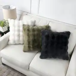 Costco House & Home Faux Fur Bubble Cushion in 3 Colours, 50 x 50 cm offer