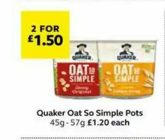 SuperValu Quaker Oat So Simple Pots offer