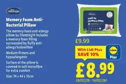 Lidl Memory Foam Anti Bacterial Pillow offer