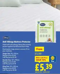 Lidl Anti-Allergy Mattress Protector offer