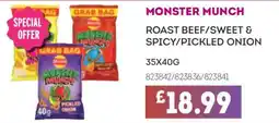 Bestway MONSTER MUNCH Roast beef/sweet & spicy/pickled onion offer