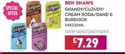 Bestway BEN SHAWS Shandy/cloudy/ cream soda/dand & burdock offer