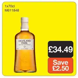 Makro Highland Park 12 Year Old Single Malt Scotch Whisky offer