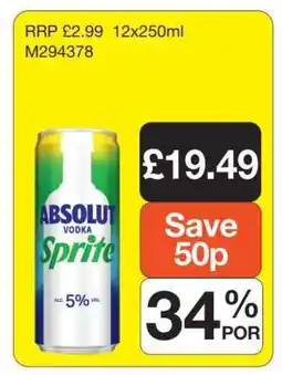 Makro Absolut Vodka Sprite offer