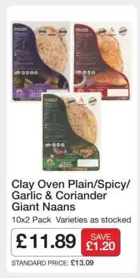 Makro Clay Oven Plain/Spicy/Garlic & Coriander Giant Naans offer