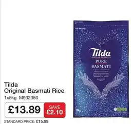Booker Wholesale Tilda Original Basmati Rice offer