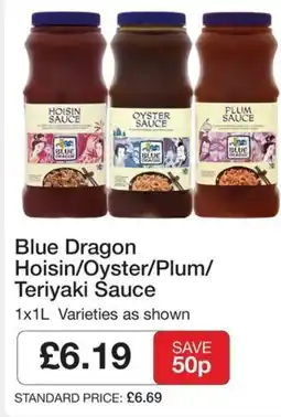 Booker Wholesale Blue Dragon Hoisin/Oyster/Plum/ Teriyaki Sauce offer