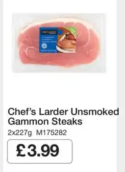 Booker Wholesale Chef's Larder Unsmoked Gammon Steaks offer