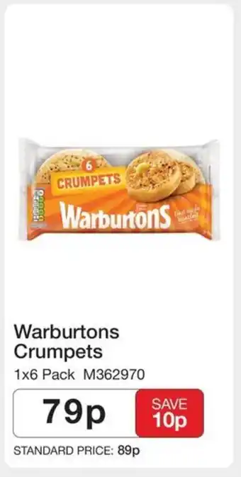 Booker Wholesale Warburtons Crumpets offer