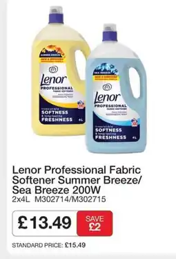 Booker Wholesale Lenor Professional Fabric Softener Summer Breeze/ Sea Breeze 200W offer