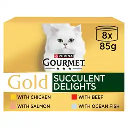 Iceland GOURMET Gold Succulent Delights Wet Cat Food 8x85g offer