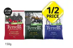 Londis Tyrrells Sweet Chilli & Red Pepper, Sea Salt & Cider Vinegar, Lightly Sea Salted offer