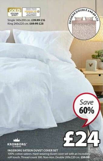 JYSK Kronborg Ingeborg Sateen Duvet Cover Set offer