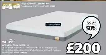 JYSK Wellpur Gold V30- Foam Mattress offer