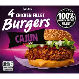 Iceland Iceland 4 Chicken Fillet Burgers Cajun 400g offer