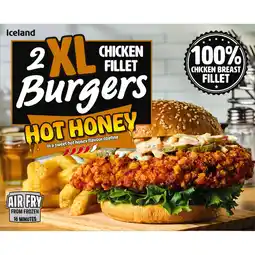Iceland Iceland 2 XL Chicken Fillet Burgers Hot Honey 400g offer