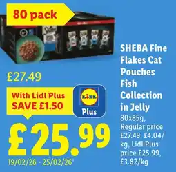 Lidl SHEBA Fine Flakes Cat Pouches Fish Collection in Jelly offer