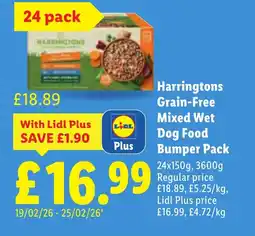 Lidl Harringtons Grain-Free Mixed Wet Dog Food Bumper Pack offer