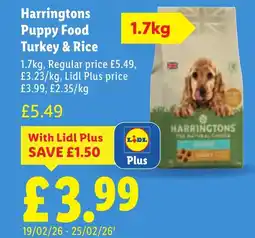 Lidl Harringtons Puppy Food Turkey & Rice offer