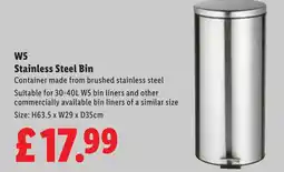 Lidl W5 Stainless Steel Bin offer