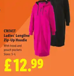 Lidl CRIVIT Ladies' Longline Zip-Up Hoodie offer