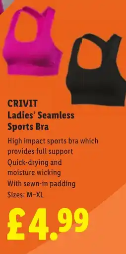 Lidl CRIVIT Ladies' Seamless Sports Bra offer