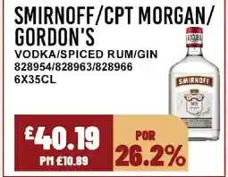 Bestway SMIRNOFF/CPT MORGAN/ GORDON'S Vodka/spiced rum/gin offer