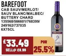 Bestway BAREFOOT Cab sauv/merlot/ sauv blanc/malbec/ buttery chard offer