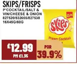 Bestway SKIPS/FRISPS P'cocktail/salt & vin/cheese & onion offer