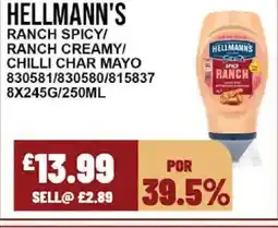 Bestway HELLMANN'S Ranch spicy/ ranch creamy/ chilli char mayo offer