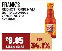 Bestway FRANK'S Redhot original/ buffalo wings offer