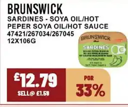 Bestway BRUNSWICK Sardines soya oil/hot peper soya oil/hot sauce offer