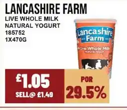 Bestway LANCASHIRE FARM Live whole milk natural yogurt offer