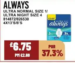 Bestway ALWAYS Ultra normal size 1/ ultra night size 4 offer