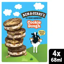 Iceland Ben & Jerry's Ice Cream Sandwich Cookie Dough Sandwich 4x 68ml 4MP offer