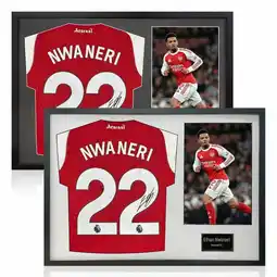 Costco Ethan Nwaneri Signed Framed Arsenal Football Shirt including 1 Photo in 2 Options: White or Black offer