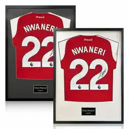 Costco Ethan Nwaneri Signed Framed Arsenal Football Shirt in White or Black offer