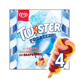 Iceland Twister Frrreeze Peach, Orange & Raspberry-apple Ice Lollies 4 x 70ml offer