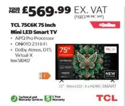 Costco TCL 75C6K 75 Inch Mini LED Smart TV offer