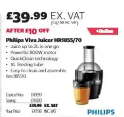 Costco Philips Viva Juicer HR1855/70 offer