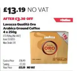 Costco Lavazza Qualità Oro Arabica Ground Coffee 4 x 250g offer