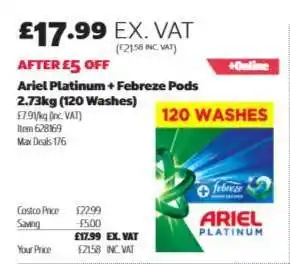 Ariel Platinum + Febreze Pods 2.73kg (120 Washes)
