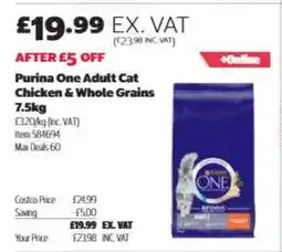 Costco Purina One Adult Cat Chicken & Whole Grains 7.5kg offer