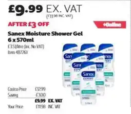 Costco Sanex Moisture Shower Gel 6 x 570ml offer