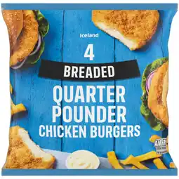 Iceland Iceland 4 Breaded Quarter Pounder Chicken Burgers 454g offer