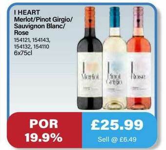 Bestway I Heart Merlot - Pinot Girgio - Sauvignon Blanc - Rose offer