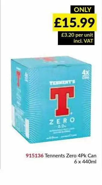 Musgrave MarketPlace Tennents Zero 4pk offer